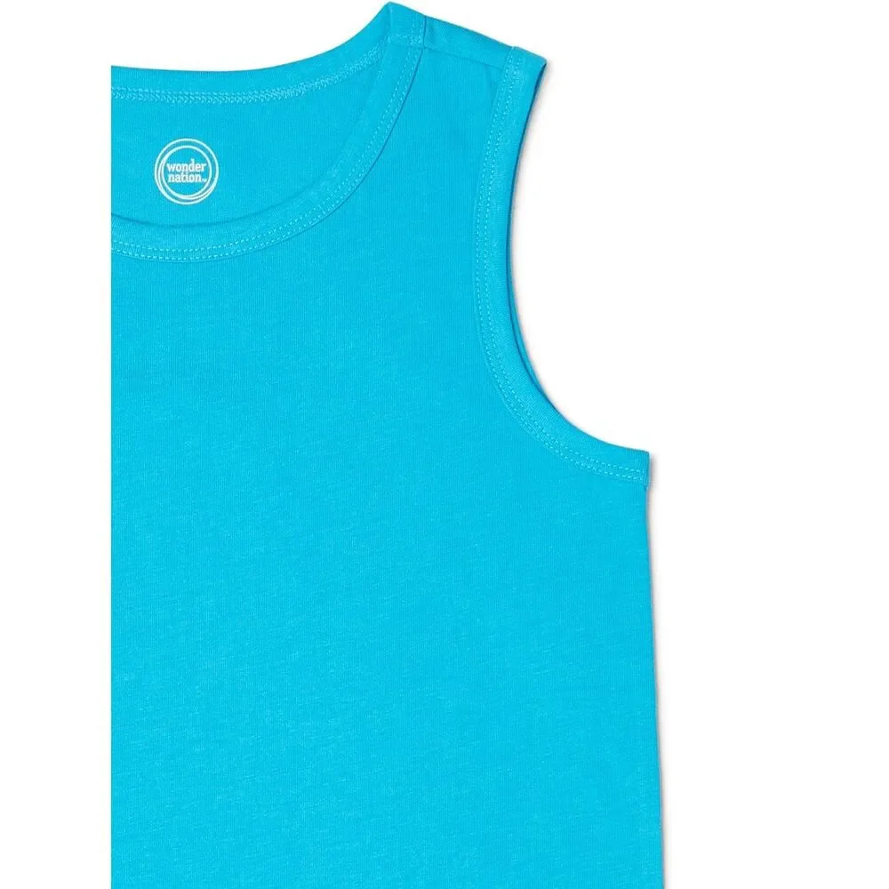 Wonder Nation Boys Kid Tough Solid Crew Neck Tank Top Size XXL/2XG (18) Blue